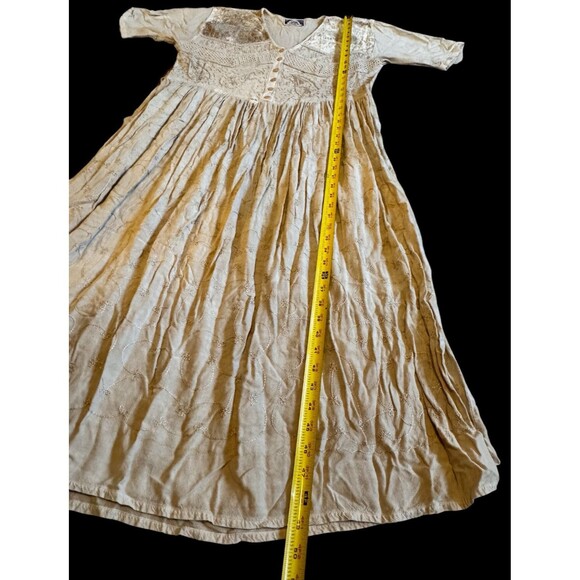 Vtg 70s CREEM Dress Hippie Boho Viscose Maxi Farmhouse Cottage core Tie Elephant - Picture 5 of 16